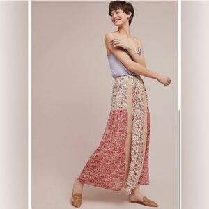 Anthropologie Ranna Gill Sun Kissed Maxi Skirt in Pink Rose